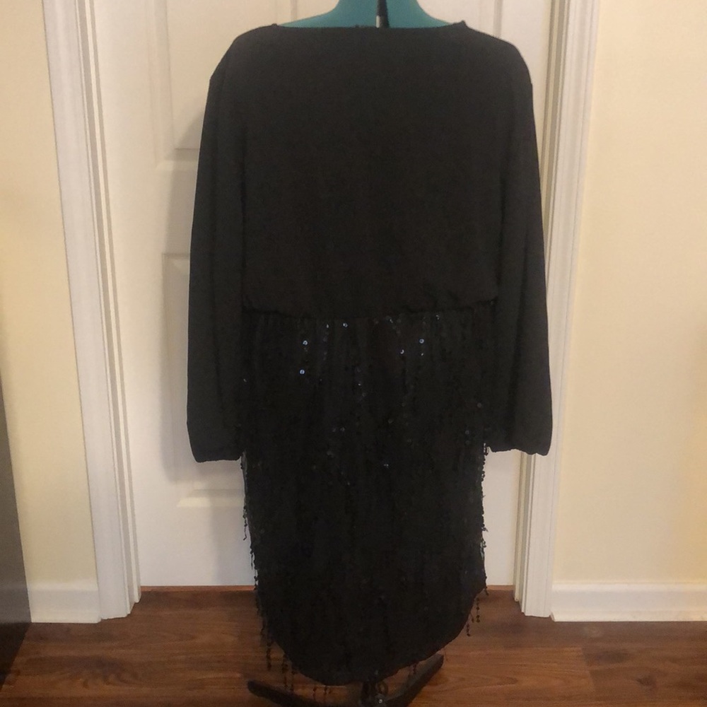 Bloomchic Solid Black Patchwork Wrap Dress 4xl/26 - image 3